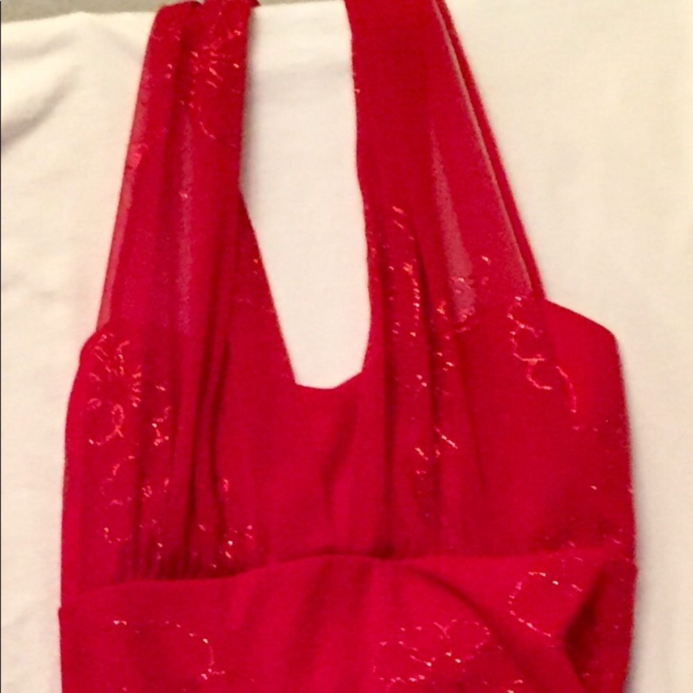 RED HALTER COCKTAIL DRESS